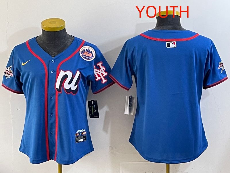 Youth 2025 New York Mets Blank Blue All star Nike MLB Jersey style 03